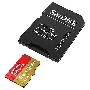 Cartão de Memória 64 GB Sandisk Extreme, MicroSD, Classe 10, com Adaptador, Sdsqxah-64G-Gn6Aa