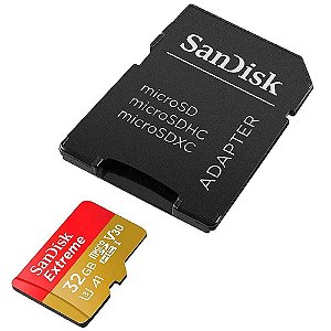 Cartão de Memória 32 GB Sandisk Extreme, MicroSD, Classe 10, com Adaptador, Sdsqxaf-032G-Gn6Aa