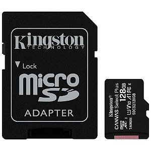 Cartão de Memória 128 GB Kingston Canvas Select Plus, Sdcs2/128Gb, MicroSD, Classe 10, Com Adaptador