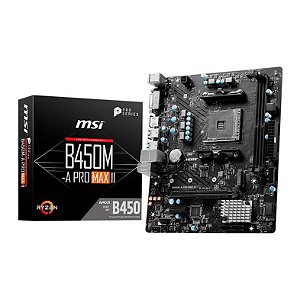 Placa Mãe Am4 Msi B450M-A Pro Max Ii, Ddr4 64Gb, M2/Nvme, Hdmi, Dvi