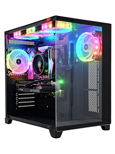 Gabinete Gamer Kmex Cg-02J1 Ghost Shark, Sem Fonte, Sem Fan, Led Rgb, Preto, Lateral De Vidro