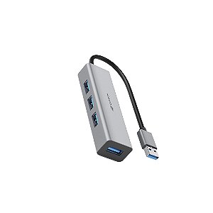 Hub Usb 3.0, 4 Portas, C3Tech Hu-340Gy, Cinza