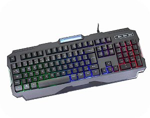 Teclado Gamer Usb Kmex Km-7728 Solid Snake Preto Anti Ghost Leds 3 Cores