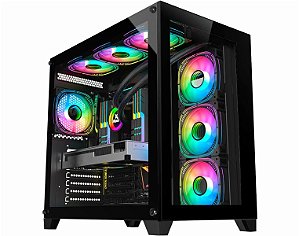 Gabinete Gamer Kmex Cg-P2R4 Space, Sem Fonte, Sem Fan, Lateral De Vidro, Preto