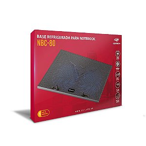 Base Notebook C3Tech Nbc-80Bk, 17.3", Preto, Usb 2.0, 2 Fans 15X15 Cm, Controle Velocidade, Led Azul