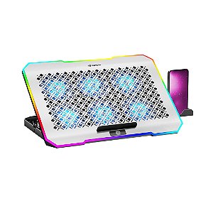 Base Notebook C3Tech Nbc-550Si, 17.3", Branco, Usb 2.0, 6 Fans, Controle Velocidade, Rgb
