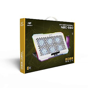 Base Notebook C3Tech Nbc-550Si, 17.3", Branco, Usb 2.0, 6 Fans, Controle Velocidade, Rgb