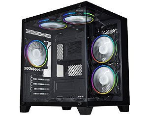 Gabinete Gamer Kmex Cg-0305 Micro III, Sem Fonte, Sem Fan, Lateral De Vidro, Preto