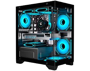 Gabinete Gamer Kmex Microposeidon II Cg-01F9, Sem Fonte, Sem Fan, Preto, Lateral De Vidro