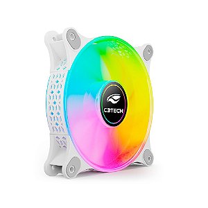 Cooler Fan Rgb C3Tech F9-L160Whrgb, Conector Molex, Led, 120X120X25 Mm, Branco