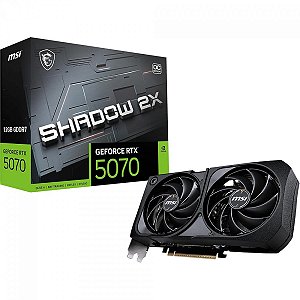 Placa De Vídeo Geforce Ddr7 12Gb/192 Bits Rtx 5070 Msi, Shadow Oc 2X, 2 Fans, Dp, Hdmi, 912-V532-011, Preta