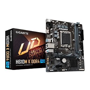 Placa Mãe 1700 12ª, 13ª, 14ª Geração Gigabyte H610M K V2, Ddr4 64Gb, Hdmi, Usb 3.2, M2/Nvme, Preta