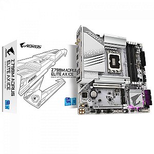 Placa Mãe 1700 12ª, 13ª, 14ª Geração Gigabyte Z790M Aorus Elite Ax Ice, Ddr5 192Gb, Dp, Hdmi, M2/Nvme, Branca