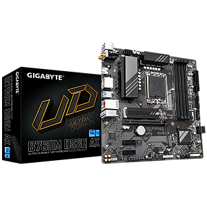 Placa Mãe 1700 12ª, 13ª, 14ª Geração Gigabyte B760M Ds3H Ax, Ddr5 192Gb, Wifi, Dp, Hdmi, Usb, M2/Nvme, Preta