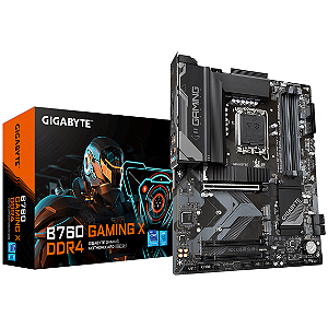 Placa Mãe 1700 12ª, 13ª, 14ª Geração Gigabyte B760 Gaming X, Ddr4 128Gb, Dp, Hdmi, Usb 3.2, M2/Nvme, Preta
