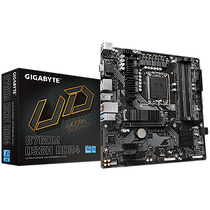 Placa Mãe 1700 12ª, 13ª, 14ª Geração Gigabyte B760M Ds3H, Ddr4 128Gb, Dp, Hdmi, Vga, Usb 3.2, M2/Nvme, Preta