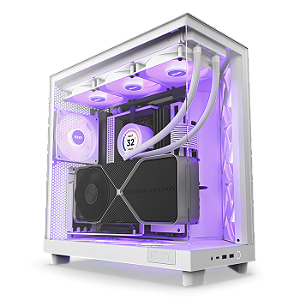Gabinete Gamer Nzxt Cc-H61Fw-R1, Sem Fonte, 3 Fans, Rgb, Branco, Lateral De Vidro