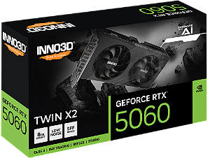 Placa De Vídeo Geforce Ddr7 08Gb/128 Bits Rtx 5060 Inno3D Twin X2, 2 Fans, Dp, Hdmi, N50602-08D7-195071N
