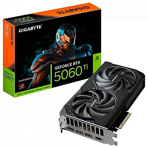 Placa De Vídeo Geforce Ddr7 08Gb/128 Bits Rtx 5060 Ti Gigabyte, Windforce, 2 Fans, Dp, Hdmi, Gv-N506Twf2-8Gd