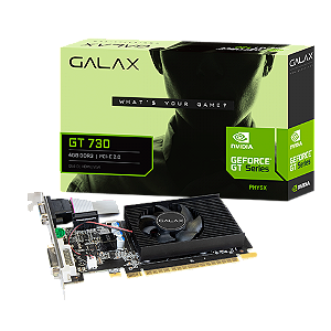 Placa De Vídeo Geforce Ddr3 04Gb/128 Bits Gt730 Galax, 1 Fan, Hdmi, Dvi, Vga, 73Gqf8Hx00Hd, Low Profile