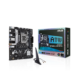Placa Mãe 1700 12ª, 13ª, 14ª Geração Asus Prime B760M-Ayw Wifi D4, Ddr4 064Gb, Hdmi, Usb 3.2, M2/Nvme, Preta