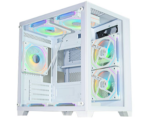 Gabinete Gamer Aquário Kmex Cg-W415 Micro White IV, Sem Fonte, Sem Fan, Lateral De Vidro, Branco