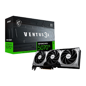 Placa De Vídeo Geforce Ddr7 16Gb/256 Bits Rtx 5070 Ti Msi, Ventus 3X Oc, 3 Fans, Dp, Hdmi, 912-V531-461, Preta