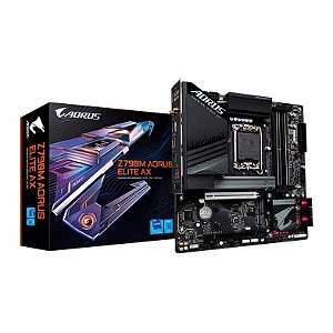 Placa Mãe 1700 12ª, 13ª, 14ª Geração Gigabyte Z790M Aorus Elite Ax, Ddr5 192Gb, Wifi, Dp, Hdmi, M2/Nvme, Preta