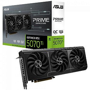 Placa De Vídeo Geforce Ddr7 16Gb/256Bits Rtx 5070 Ti Asus, 3 Fans, Dp, Hdmi, Prime-Rtx5070Ti-O16G, Preta, Gar: FAB
