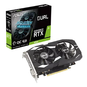 Placa De Vídeo Geforce Ddr6 06Gb/096Bits Rtx 3050 Asus, 2 Fans, Dp, Hdmi, Dvi, Dual-Rtx3050-6G, Preta