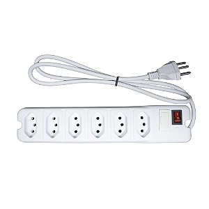 Filtro De Linha Ntc 6 Tomadas, 10A, Cabo 0,8 Metro, Branco