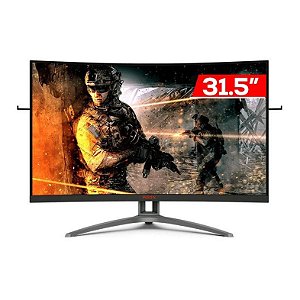 Monitor Gamer Led 31,5", 165Hz, 1Ms, Aoc Agon Ag323Fcxe Gaming, Va, Full Hd, Hdmi, Dp, Vga, Vesa, Preto