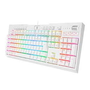 Teclado Gamer Usb Mecânico Redragon Brahma Pro, Branco, Switch Brown, Rgb, Abnt2, K586W-Rgb-Pro-Pt-Brown