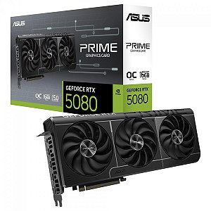 Placa De Vídeo Geforce Ddr7 16Gb/256 Bits Rtx 5080 Asus, 3 Fans, Dp, Hdmi, Prime-Rtx5080-O16G, Preta