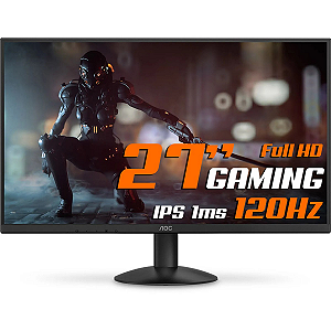Monitor Gamer Led 27", 120Hz, 1Ms, Aoc 27B30H3 Gaming, Ips, Full Hd, Hdmi, Vga, Vesa, Preto