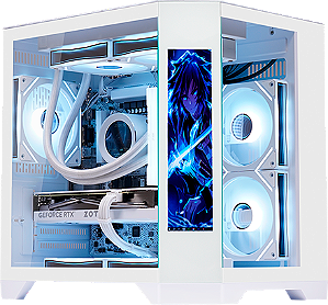 Gabinete Gamer Aquário Kmex Cg-W2Kv Ângulo, Sem Fonte, Sem Fan, Lateral De Vidro, Com Monitor Dynamic, Branco