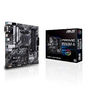 Placa Mãe Am4 Asus Prime B550M-A, Ddr4 128Gb, 2x M2/Nvme, Hdmi, Dvi, Vga, Preta