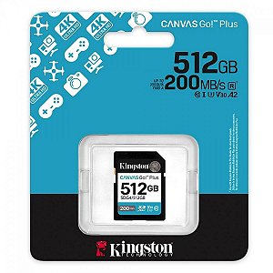 Cartão de Memória 512 Gb Kingston Canvas Go Plus, Sd, Classe 10, V30, Sdg4/512Gb