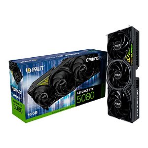 Placa De Vídeo Geforce Ddr7 16Gb/256 Bits Rtx 5080 Palit Gaming, 3 Fans, Dp, Hdmi, Ne75080019T2-Gb2031Y, Preta