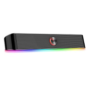 Soundbar Gamer Redragon Adiemus GS560, Rgb, Áudio 2.0, 3Watts x2, P2, Usb, Preta