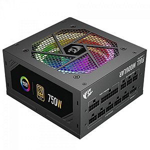 Fonte Atx 0750 W Redragon Gc-Ps006-1, Rgb, 80 Plus Gold, Pfc Ativo, Sem Cabo, Preta