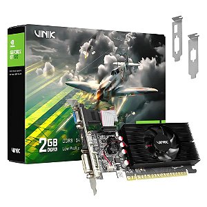 Placa De Vídeo Geforce Ddr3 02Gb/064 Bits Gt 610 Vinik, 1Fan, Hdmi, Dvi, Vga, Gpuvk6102Gblp, L Profile, Preta