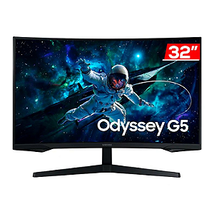 Monitor Gamer Led 32", 165Hz, 1Ms, Samsung Curvo Odyssey G5 Ls32Cg552Elmzd, Va, Qhd, Dp, Hdmi, Vesa, Preto