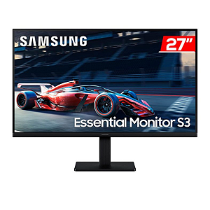 Monitor Gamer Led 27", 100Hz, 5Ms, Samsung Essential S3 Ls27D300Galmzd, Ips, Fhd, Hdmi, Vga, Vesa, Preto