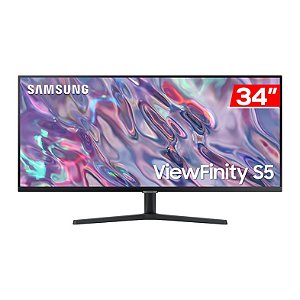 Monitor Gamer Led 34", 100Hz, 5Ms, Samsung Viewfinity Ls34C500Galmzd, Va, Uw, Qhd, Dp, Hdmi, Vesa, Preto