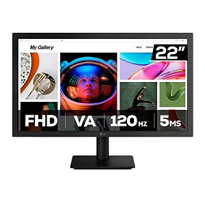 Monitor Gamer Led 21.5", 120Hz, 5Ms, Lg 22U403A-B, Va, Full Hd, 2x Hdmi, Vesa, Preto