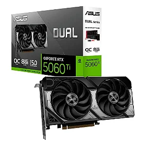 Placa De Vídeo Geforce Ddr7 08Gb/128 Bits Rtx 5060 Ti Asus, 2 Fans, Dp, Hdmi, Dual-Rtx5060Ti-8G, Preta