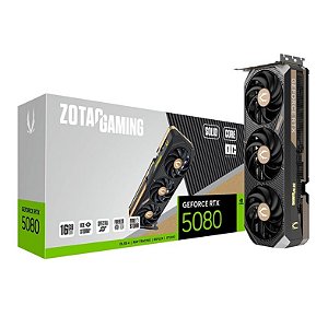 Placa De Vídeo Geforce Ddr7 16Gb/256 Bits Rtx 5080 Zotac Gaming, 3 Fans, Dp, Hdmi, Zt-B50800J2-10A, Preta
