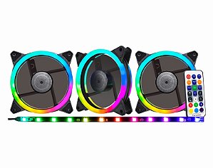 OPENBOX - Kit Fan Cooler Argb, Kmex Aaea, 3 Fans 120 Mm + Cont Remoto, Aaeak136Apqkb0X, Preto