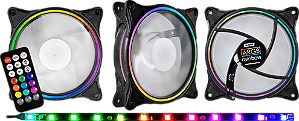 Kit Fan Cooler Argb, Kmex Aapa, 3 Fans 120 Mm + Cont Remoto, Aapaki136Cpbbbox, Preto